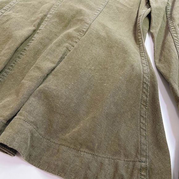 Free People Linen Blazer Shawl Collar Button Front Moss Khaki Green S NWT - Picture 7 of 10